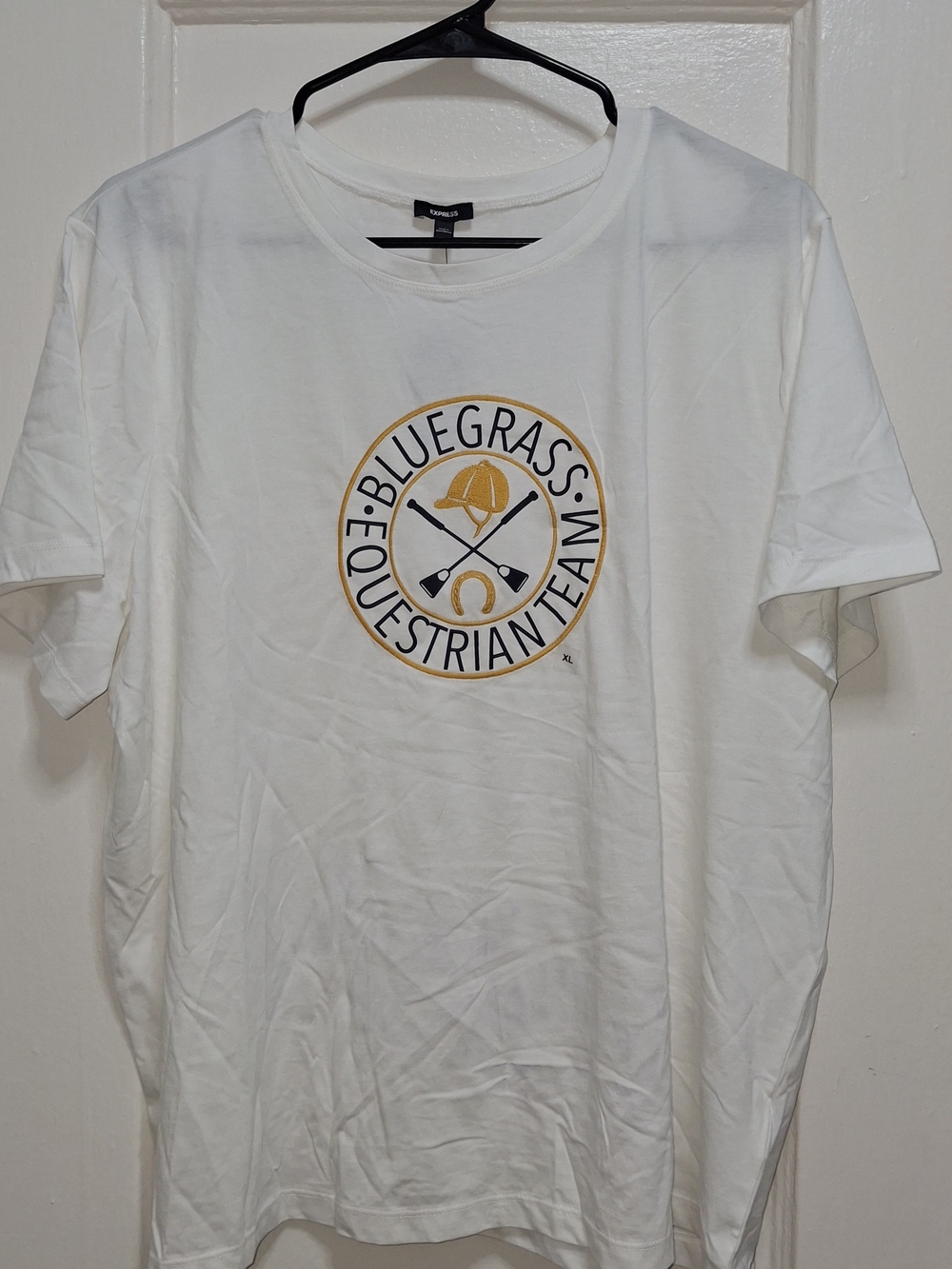 Express Bluegrass Equestrian Team Graphic Tee XL NWT Retail $38 White Cotton